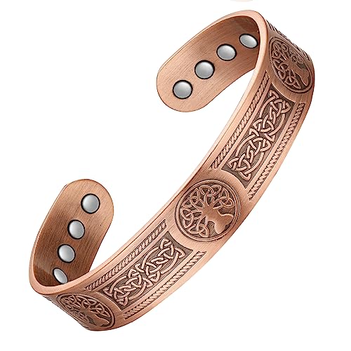 Jeracol Copper Bracelets for Men Women,Tree of Life and Celtic Knot De