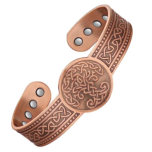 Jeracol Copper Bracelets for Men Women,Tree of Life and Celtic Knot Design Copper Magnetic Bracelets