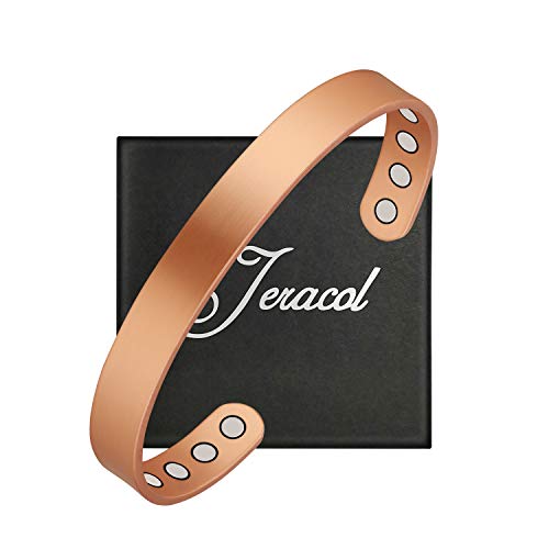 Jeracol Copper Magnetic Bracelets for Men Women,100% Solid Copper Magnetic Cuff Bangle with 8 Powerful Magnets