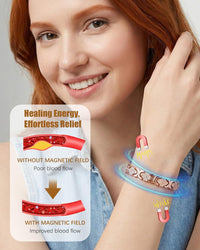 Copper Bracelet & Ring for Women, Ultra Strength Magnetic Bracelet with 3800 Gauss Magnets, Four-Leaf Clover & Infinity Heart Symbol & Crystal, Adjustable Tools and Jewelry Gift Box