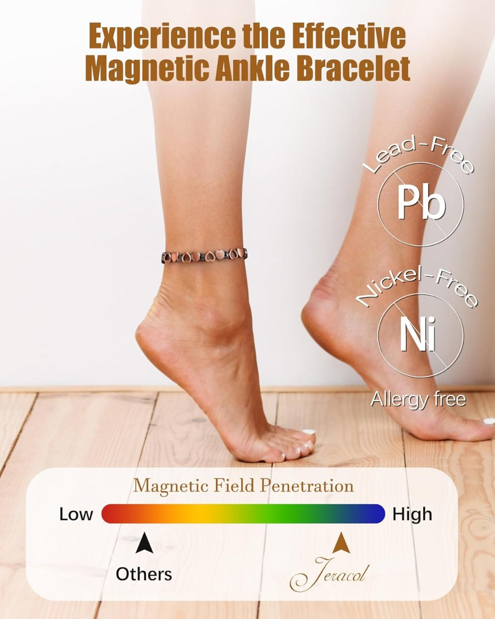 Copper Ankle Bracelet for Women, Ultra Strength Magnetic Ankle Bracelets for Women with Adjust Tool