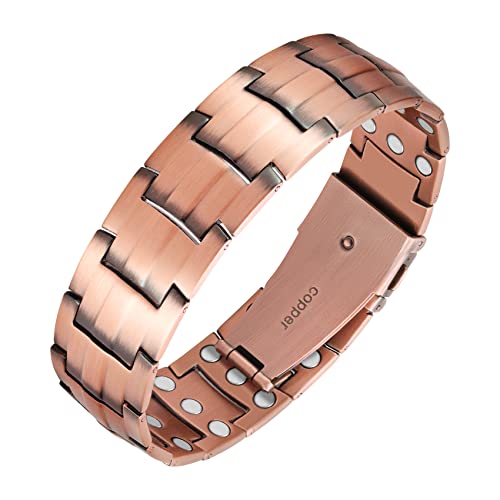 Jeracol Copper Magnetic Bracelets for Men,3X Ultra Strength Magnets(3500 Gauss) Magnetic Wristband Brazaletes for Father's Day Gift,Adjustable Size&Jewelry Gift Box