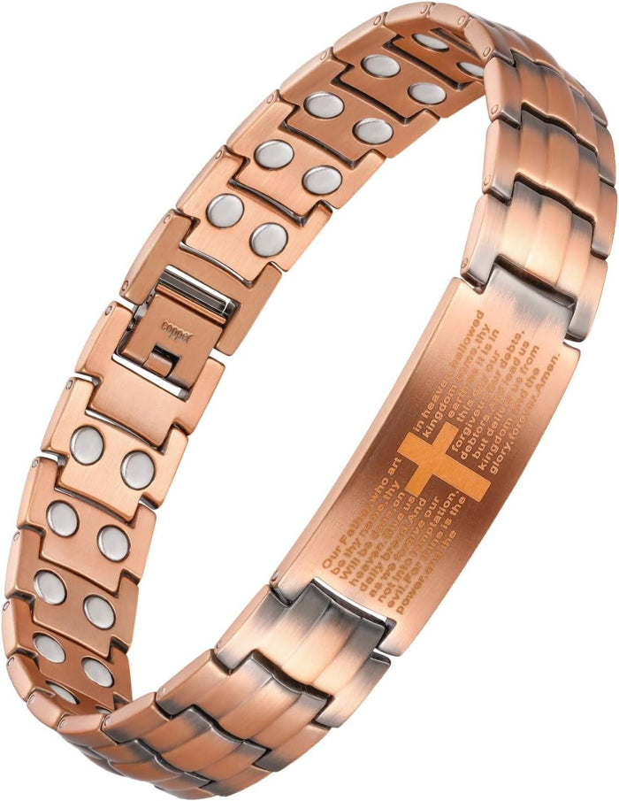 Copper Bracelet for Men, Ultra Strength Magnetic Bracelets for Men - Adjustable Copper Jewelry with Sizing Tool & Gift Box(Coss Style)