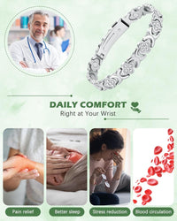 Copper Magnetic Bracelet & Ring for Women, Ultra Strength Magnetic Bracelet with 3800 Gauss Magnets, 99% Pure Copper Four-Leaf Clover Jewelry