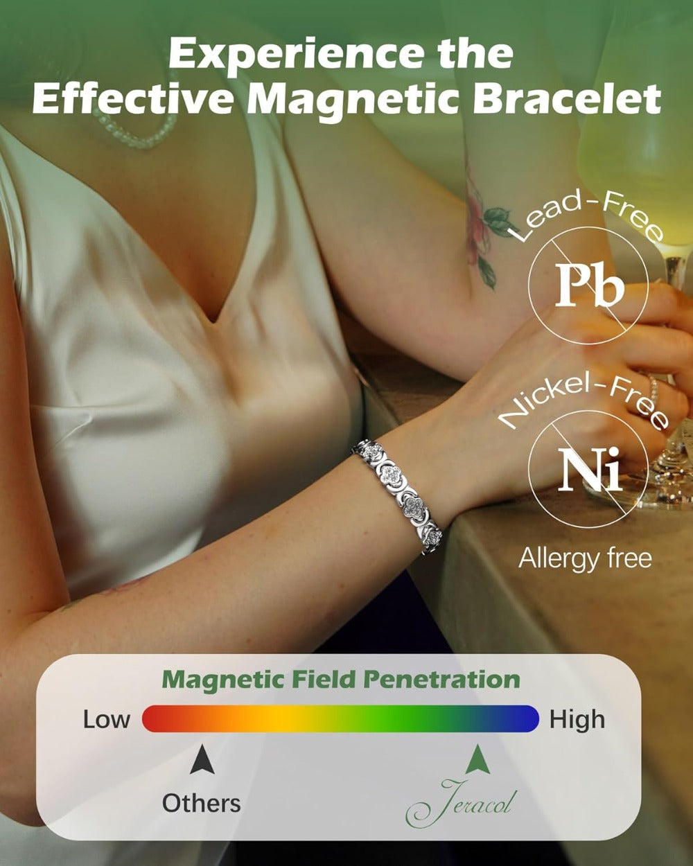 Copper Magnetic Bracelet & Ring for Women, Ultra Strength Magnetic Bracelet with 3800 Gauss Magnets, 99% Pure Copper Four-Leaf Clover Jewelry