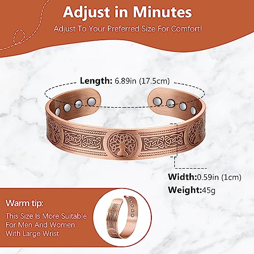 Jeracol Copper Bracelets for Men Women,Tree of Life and Celtic Knot Design