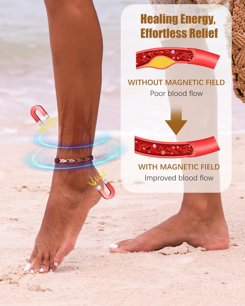 99.99% Pure Copper Ankle Bracelet for Women, Ultra Strength Magnetic Ankle Bracelets for Women with Adjust Tool