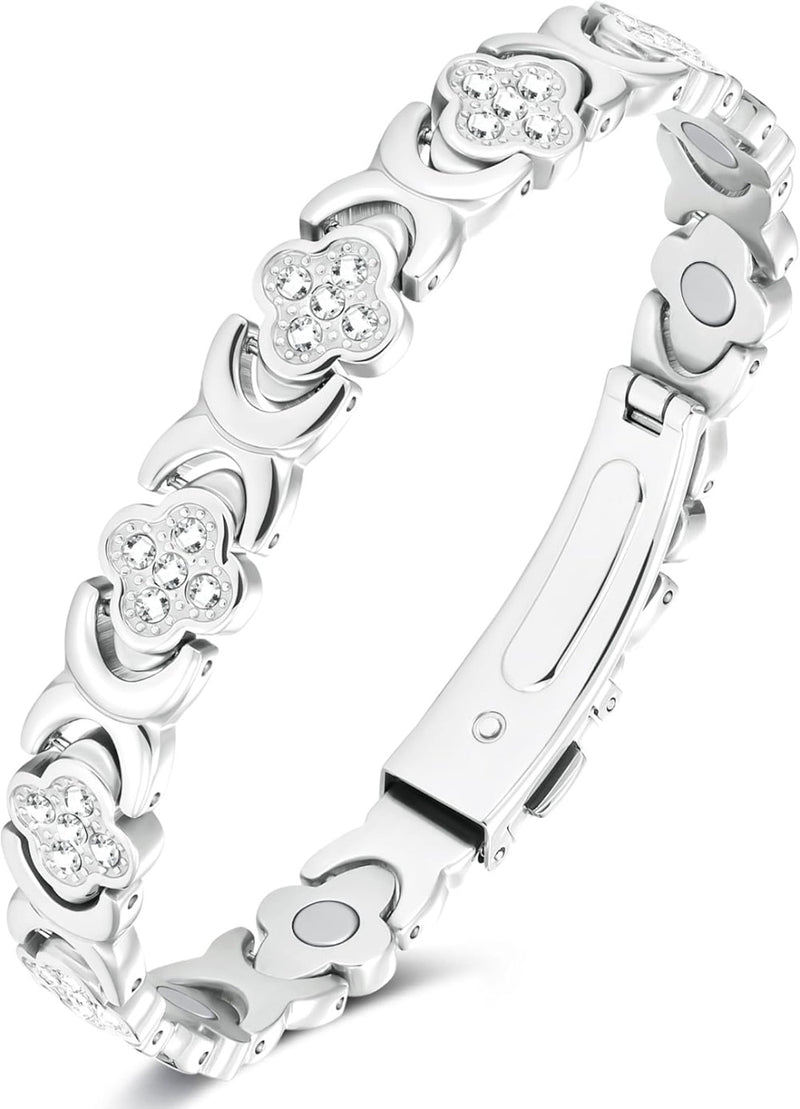 Jeracol 99% Copper Bracelet for Women,Magnetic Bracelet for Women with Lucky Clover Design,Adjustable Length with Sizing Tool in Gift Box