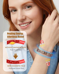 Copper Bracelet & Ring for Women, Ultra Strength Magnetic Bracelet with 3800 Gauss Magnets, Four-Leaf Clover & Infinity Heart Symbol & Crystal, Adjustable Tools and Jewelry Gift Box