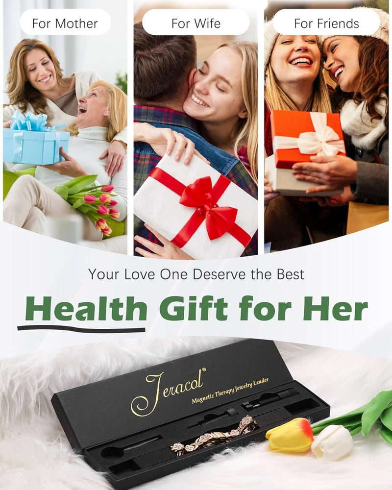 Jeracol 99% Copper Bracelet for Women,Magnetic Bracelet for Women with Lucky Clover Design,Adjustable Length with Sizing Tool in Gift Box