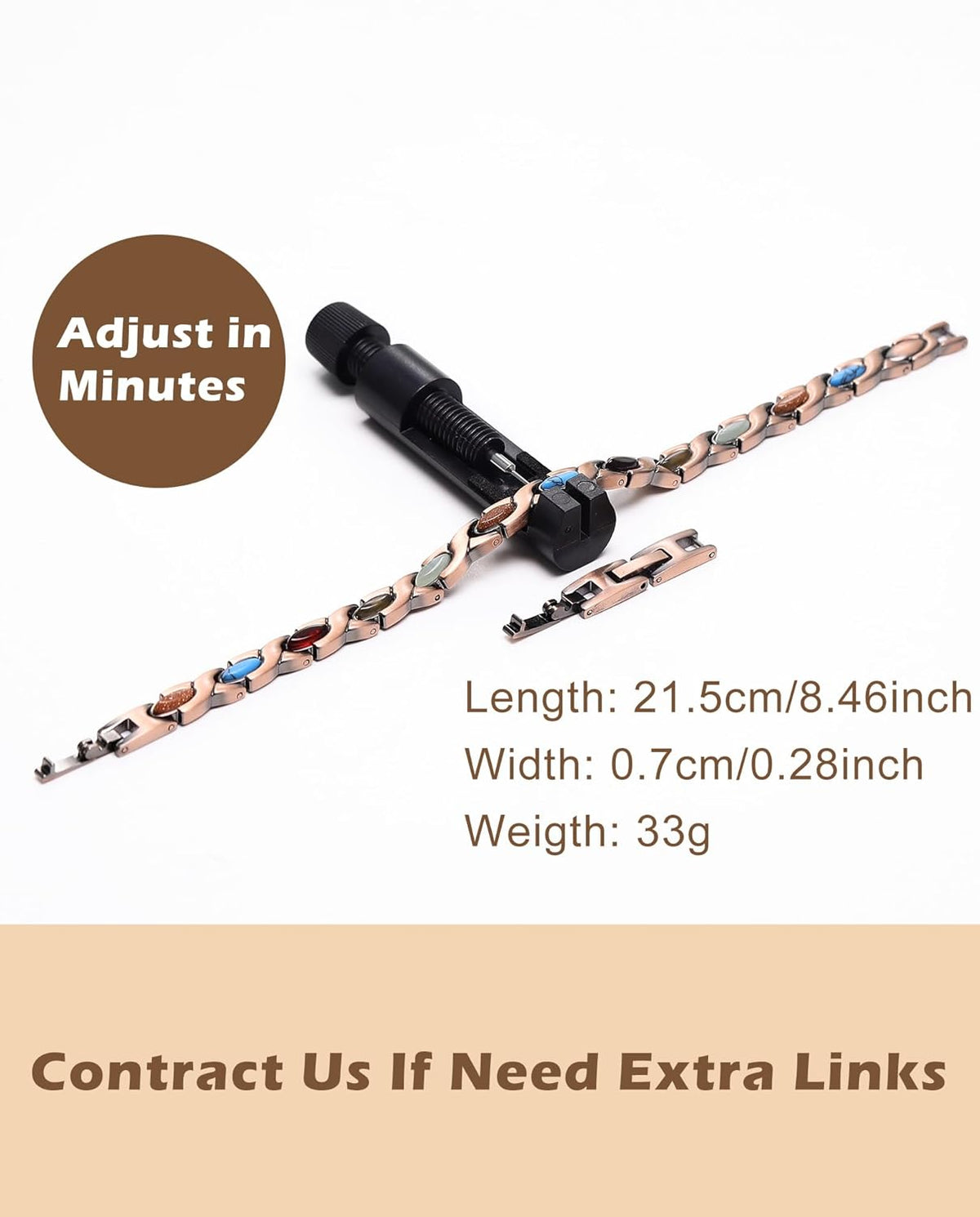 99% Copper Bracelets for Women,Magnetic Bracelet with Turquoise Stone,Adjustable Length with Sizing Tool in Gift Box