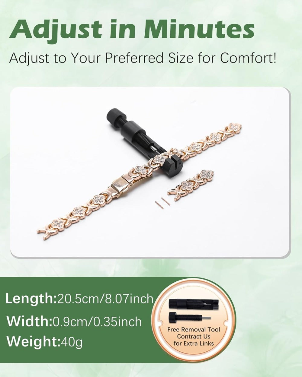 Jeracol 99% Copper Bracelet for Women,Magnetic Bracelet for Women with Lucky Clover Design,Adjustable Length with Sizing Tool in Gift Box