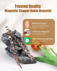 Copper Ankle Bracelet for Women, Ultra Strength Magnetic Ankle Bracelets for Women with Adjust Tool
