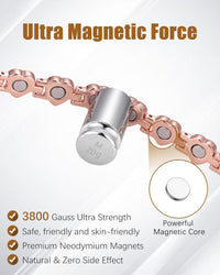 Jeracol Copper Bracelet & Ring for Women, Ultra Strength Magnetic Bracelet with 3800 Gauss Magnets, Four-Leaf Clover & Infinity Heart Symbol & Crystal, Adjustable Tools and Jewelry Gift Box