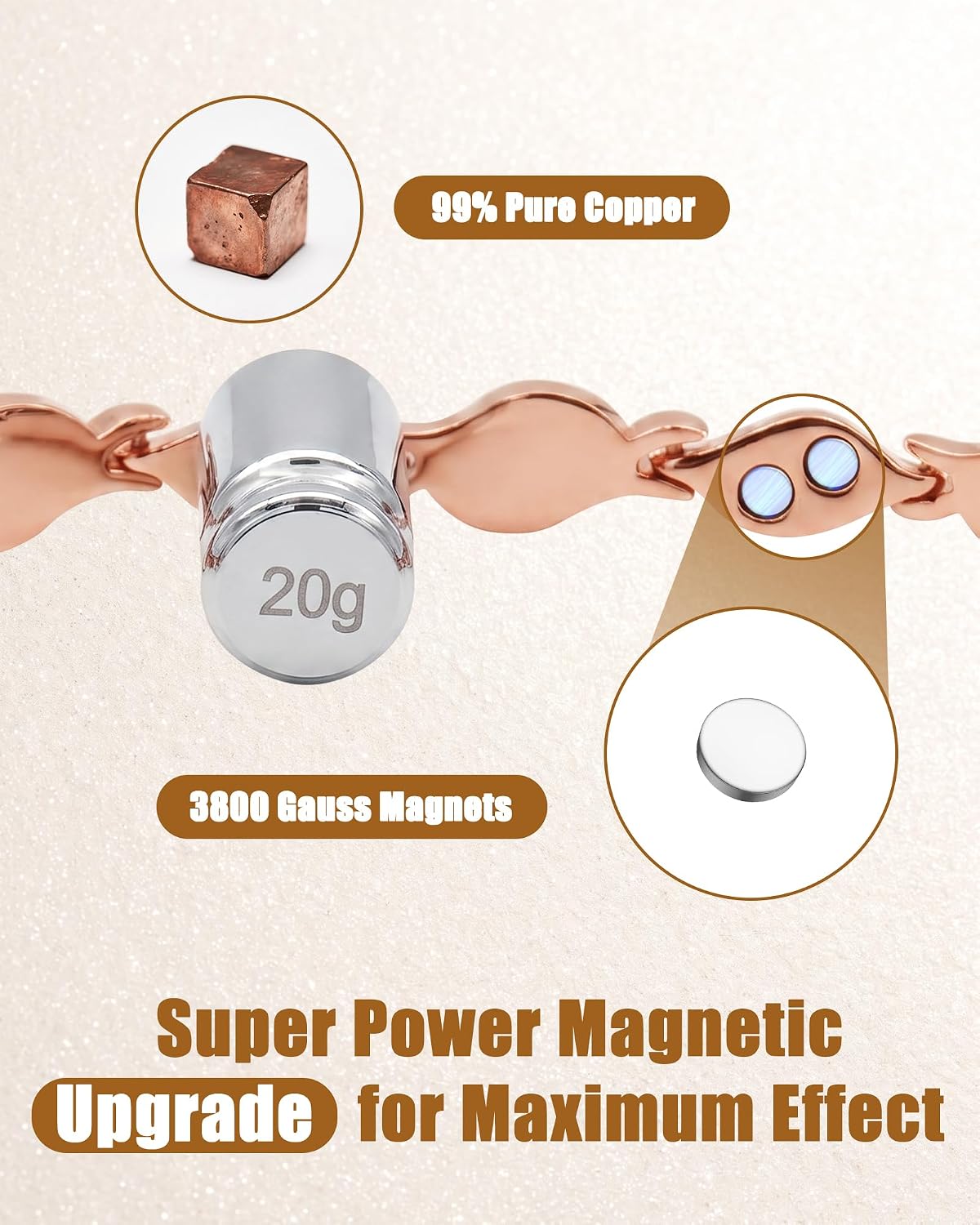 Jeracol 99% Pure Copper Bracelets for Women with Ultra Strength Magnets