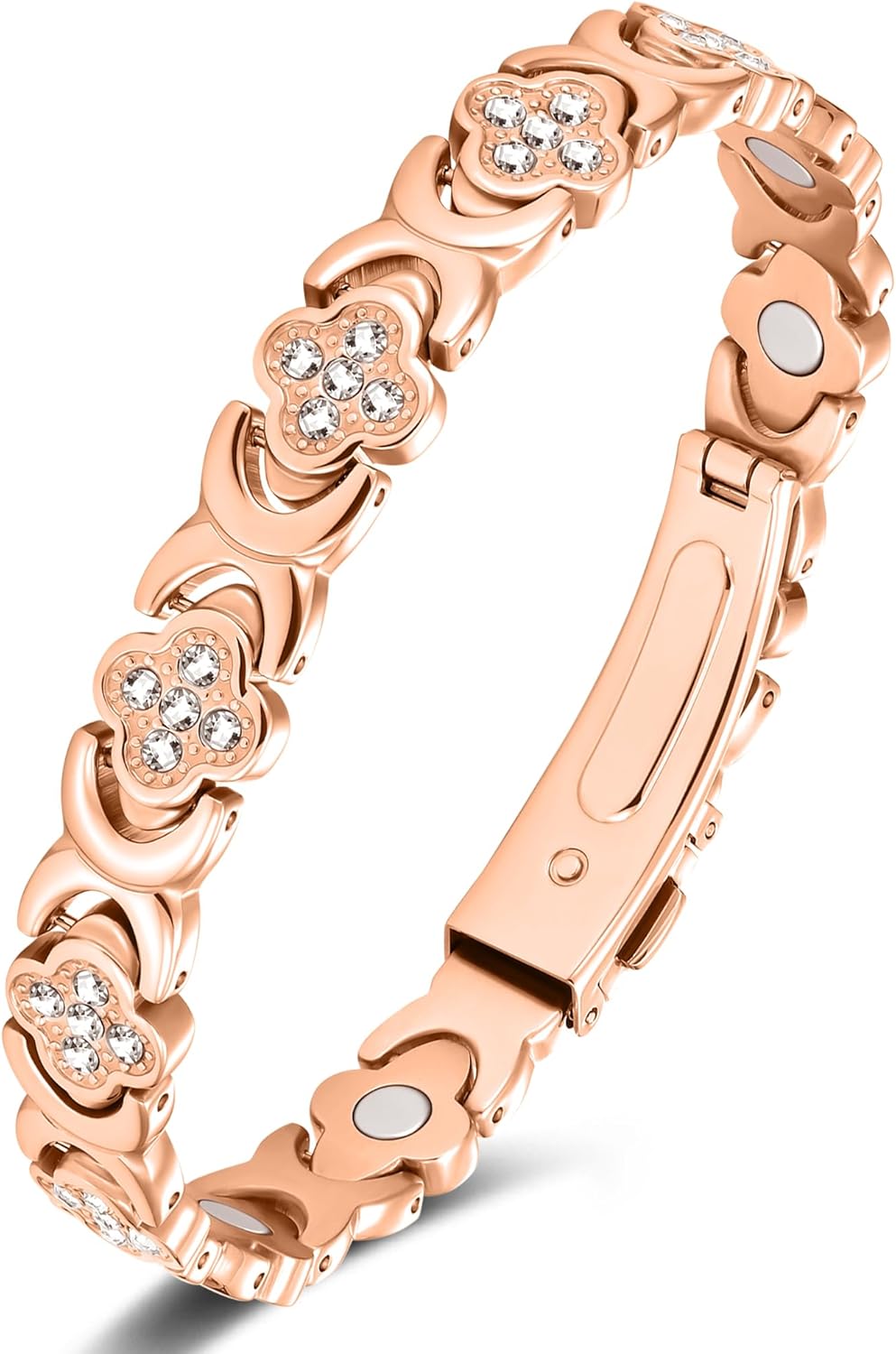 Jeracol 99% Copper Bracelet for Women,Magnetic Bracelet for Women with Lucky Clover Design,Adjustable Length with Sizing Tool in Gift Box