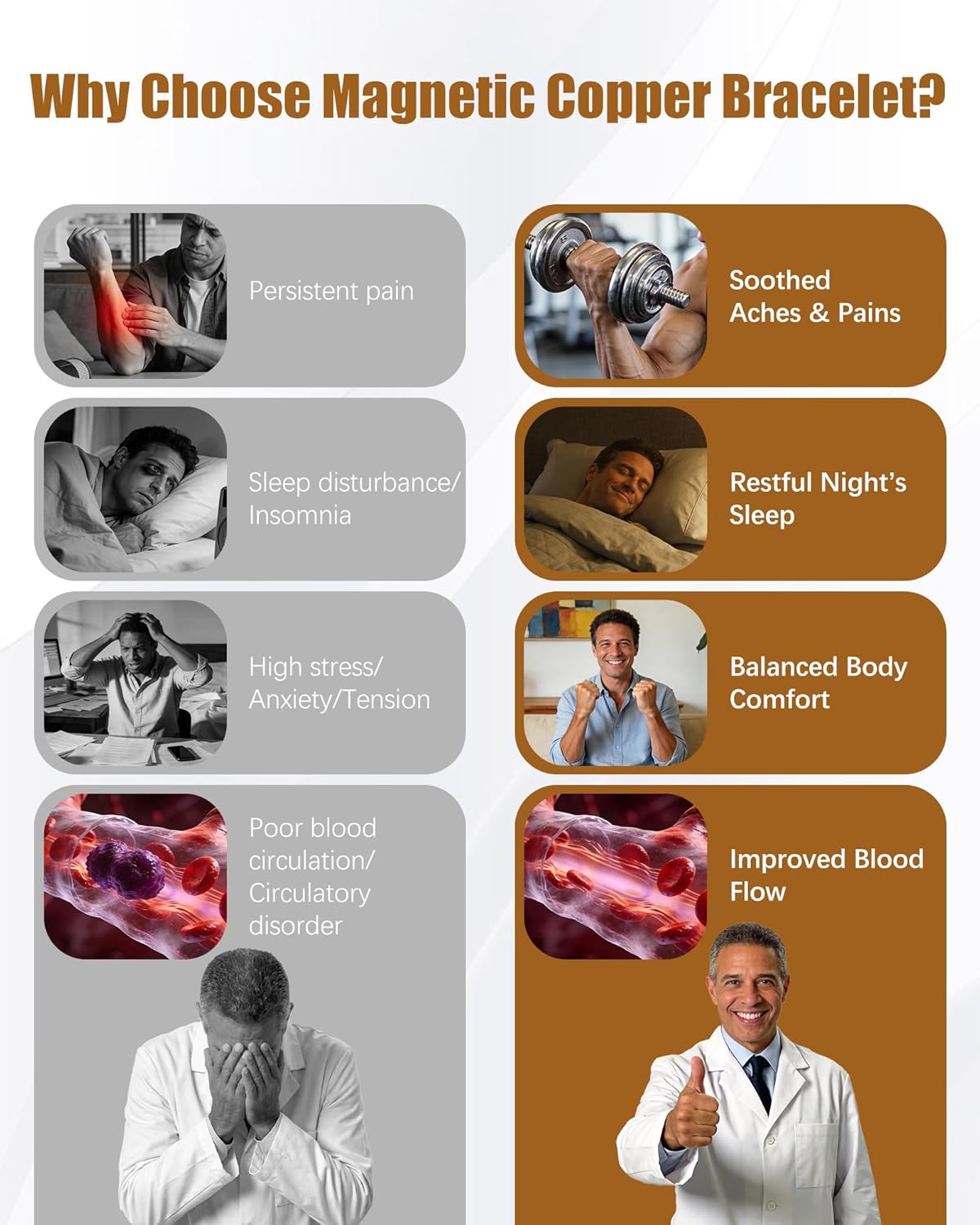 99.99% Copper Bracelet for Men, Ultra Strength Magnetic Bracelet with 3500 Gauss Neodymium Magnet, Adjustable Sizing Tool & Jewelry Gift Box