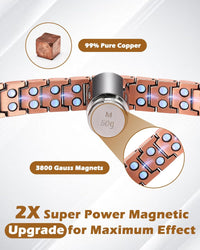 Copper Cross Bracelet for Men, Magnetic Therapy Bracelet with Powerful 3800 Gauss Magnets - Adjustable Length with Sizing Tool & Gift Box