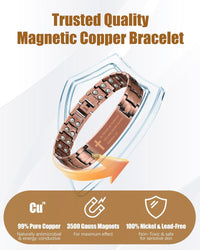 99.99% Copper Bracelet for Men, Ultra Strength Magnetic Bracelet with 3500 Gauss Neodymium Magnet, Adjustable Sizing Tool & Jewelry Gift Box