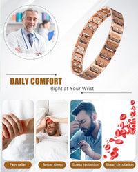 Copper Cross Bracelet for Men, Magnetic Therapy Bracelet with Powerful 3800 Gauss Magnets - Adjustable Length with Sizing Tool & Gift Box