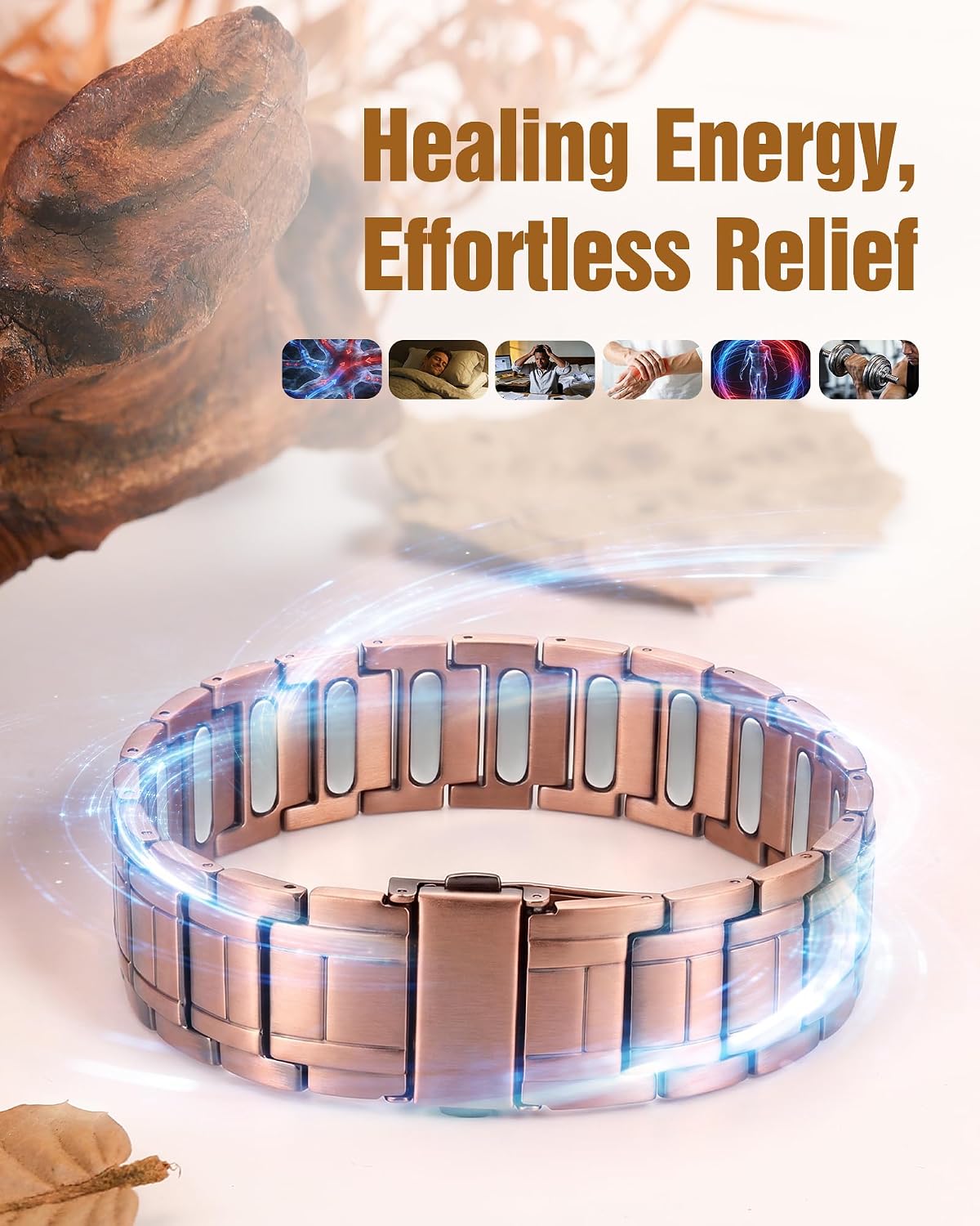 Jeracol Copper Bracelets for Men,99% Pure Copper Magnetic Bracelet