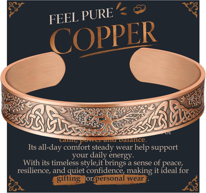 Jeracol Pure Copper Bracelet for Women and Men, 100% Copper Bangle