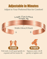 Jeracol Pure Copper Bracelet for Women and Men, 100% Copper Bangle