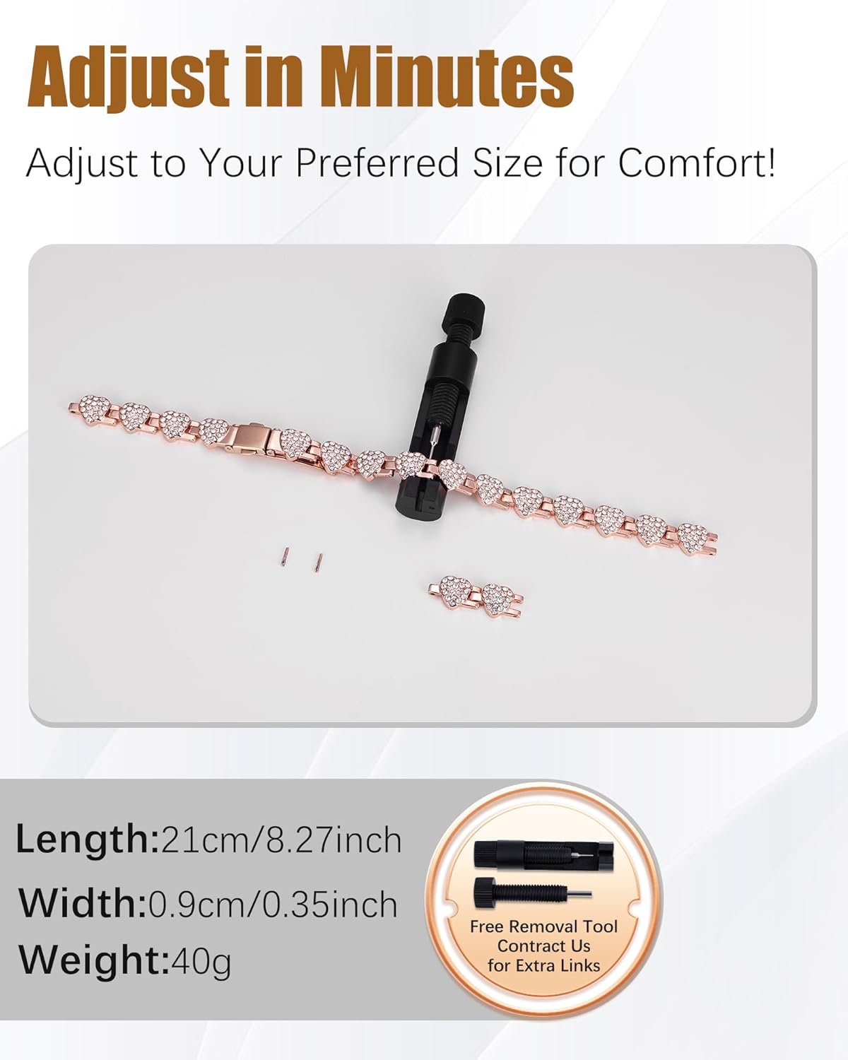 Jeracol Copper Bracelet & Ring for Women, Ultra Strength Magnetic Bracelet with 3800 Gauss Magnets, Four-Leaf Clover & Infinity Heart Symbol & Crystal, Adjustable Tools and Jewelry Gift Box