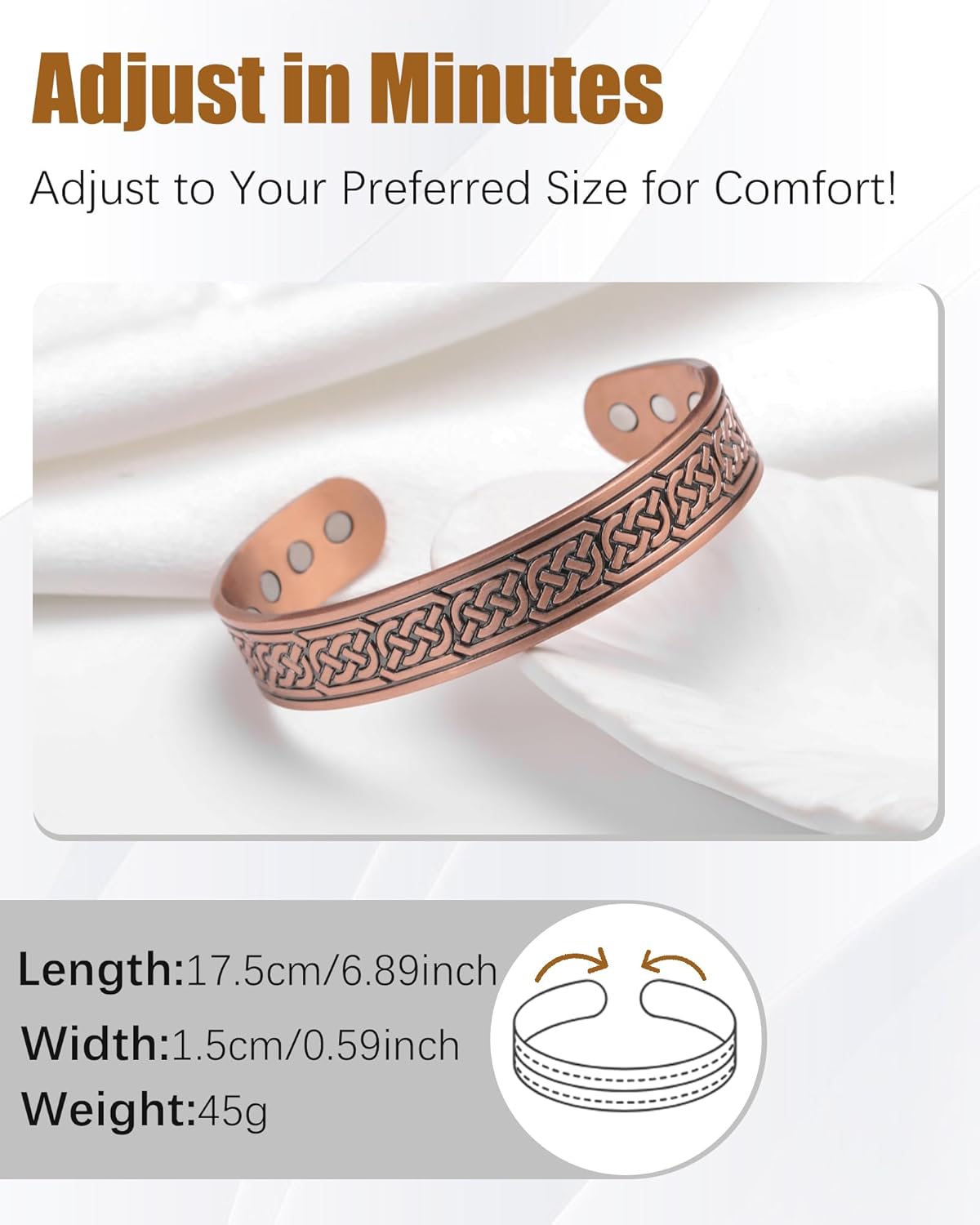 Copper Bracelet for Men, Mens Magnetic Bracelets with 3,800 Gauss Strong Neodymium Magnets