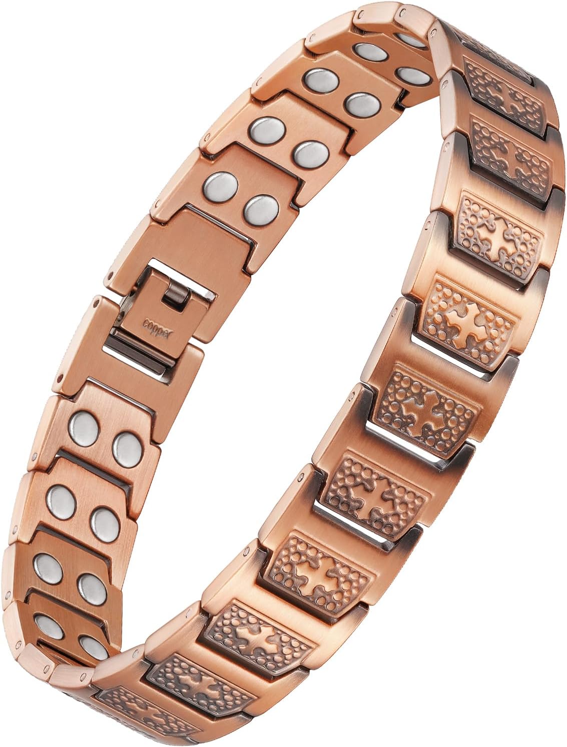 Copper Cross Bracelet for Men, Magnetic Therapy Bracelet with Powerful 3800 Gauss Magnets - Adjustable Length with Sizing Tool & Gift Box