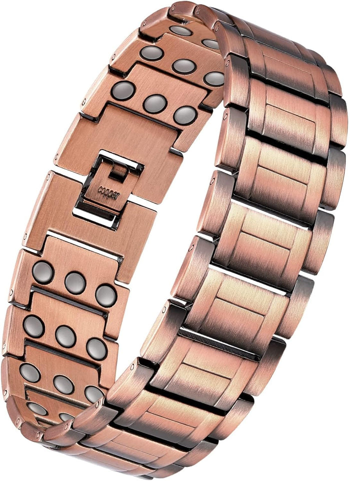 Jeracol 99.99% Soild Copper Bracelets for Men,3X Magnetic Bracelets Men with Ultra Strength Magnets,Adjustable Size&Jewelry Gift Box