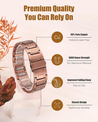 Jeracol Copper Bracelets for Men,99% Pure Copper Magnetic Bracelet