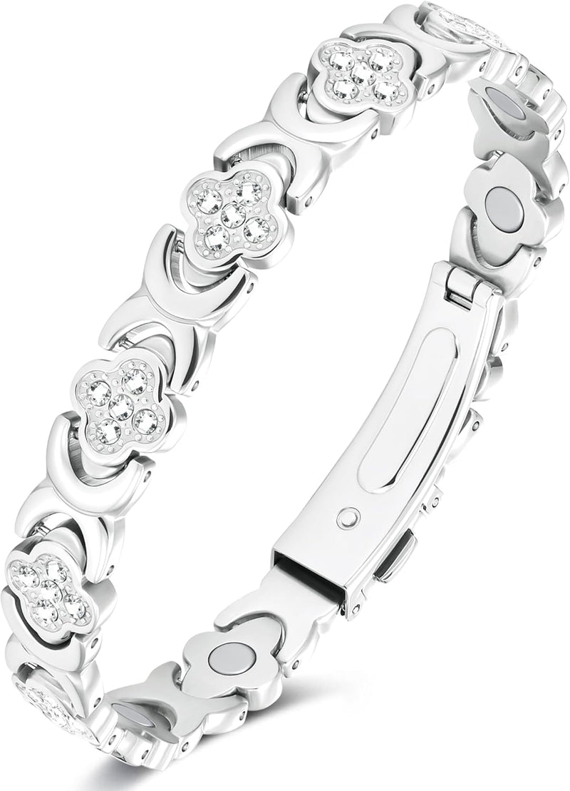 Jeracol 99% Copper Bracelet for Women,Magnetic Bracelet for Women with Lucky Clover Design,Adjustable Length with Sizing Tool in Gift Box