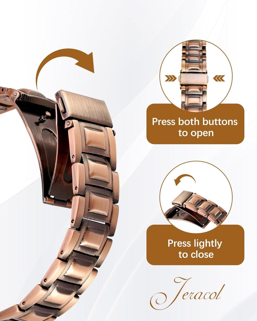 3X Strength Magnetic Copper Bracelet for Men - 99.9% Pure Copper Bracelet & Ring Set - Premium Fold-Over Clasp and Adjustable Length Sizing Tool & Jewelry Box