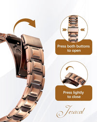 3X Strength Magnetic Copper Bracelet for Men - 99.9% Pure Copper Bracelet & Ring Set - Premium Fold-Over Clasp and Adjustable Length Sizing Tool & Jewelry Box