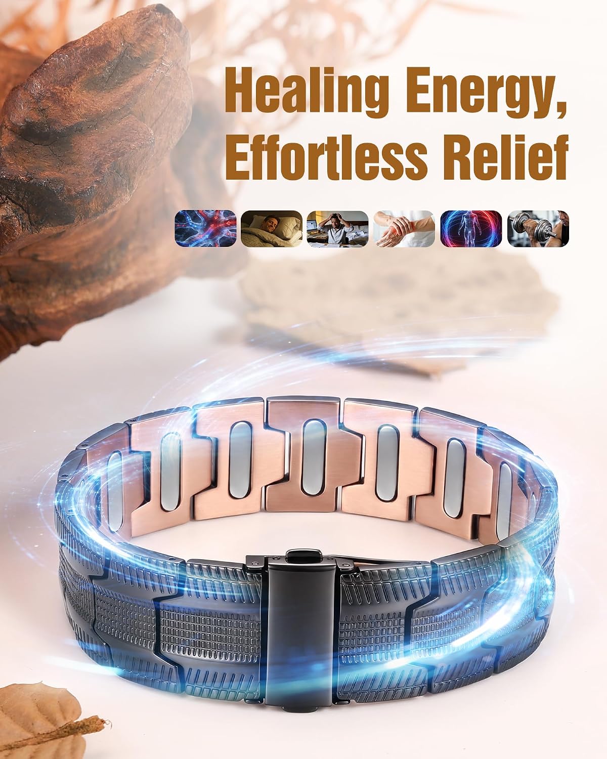 Jeracol Copper Bracelets for Men,99% Pure Copper Magnetic Bracelet