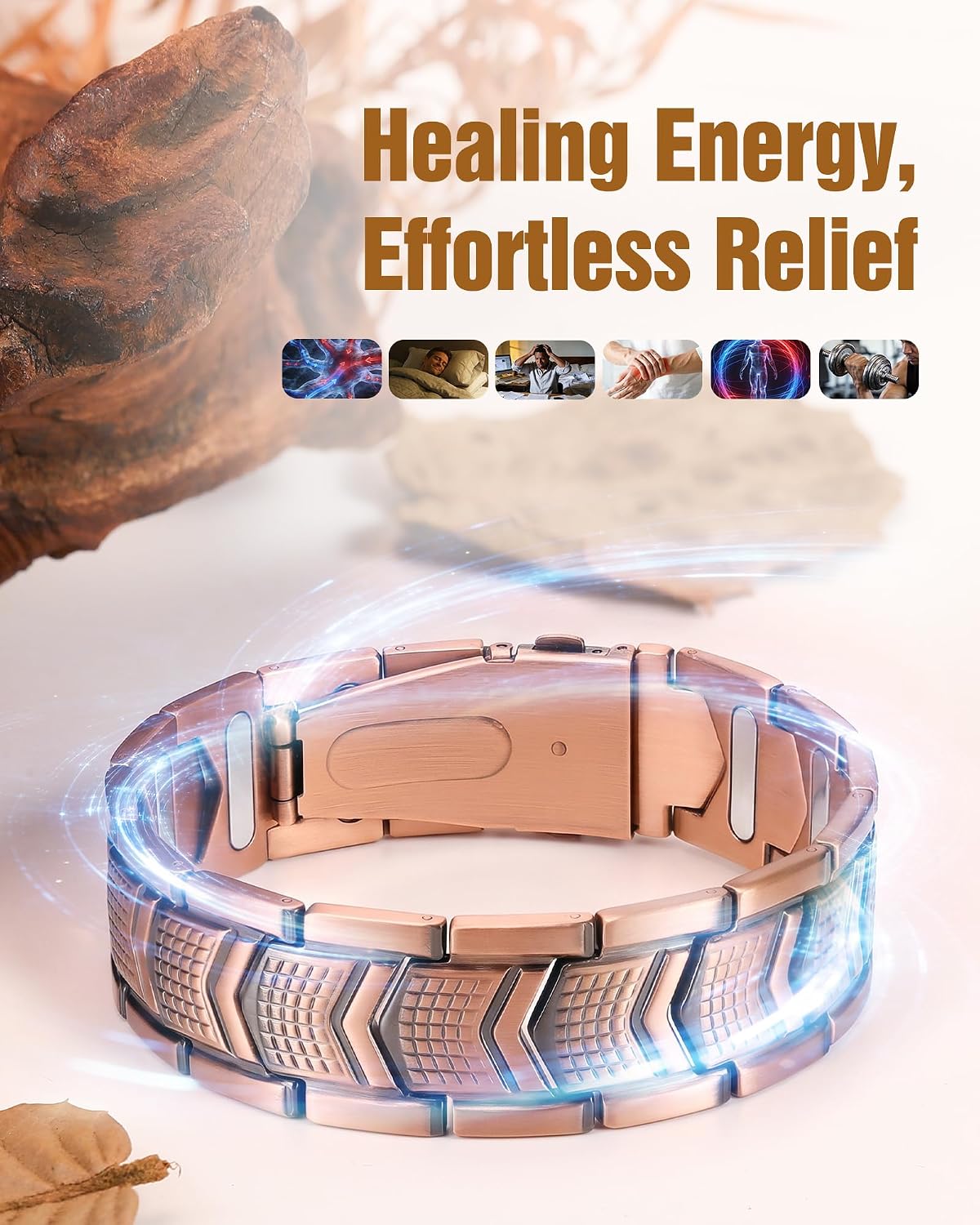 Jeracol Copper Bracelets for Men,99% Pure Copper Magnetic Bracelet