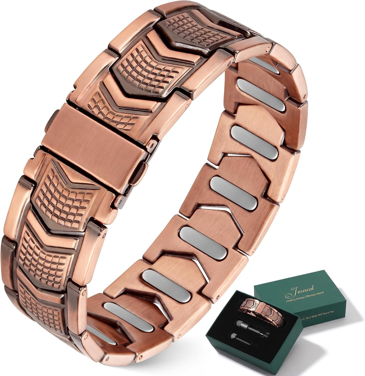 Jeracol Copper Bracelets for Men,99% Pure Copper Magnetic Bracelet