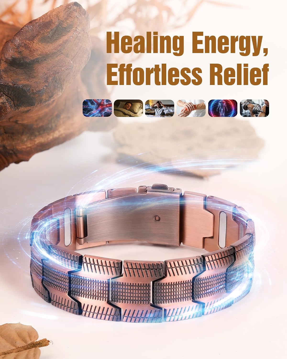 Jeracol Copper Bracelets for Men,99% Pure Copper Magnetic Bracelet