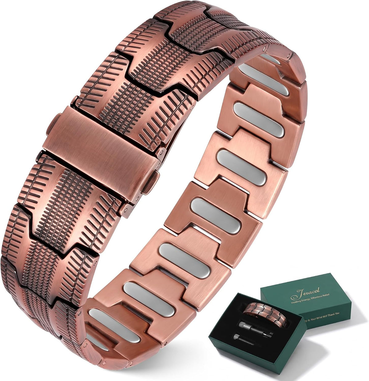 Jeracol Copper Bracelets for Men,99% Pure Copper Magnetic Bracelet