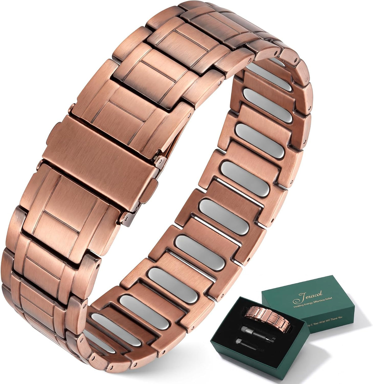Jeracol Copper Bracelets for Men,99% Pure Copper Magnetic Bracelet