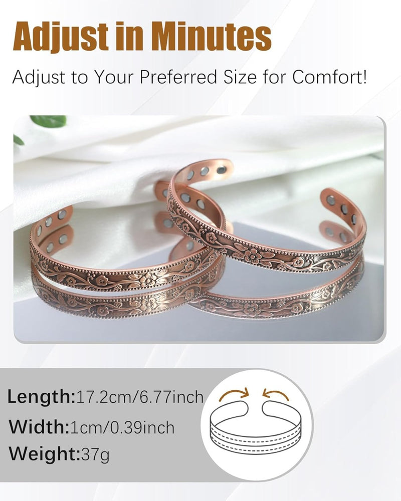 Pure Copper Bracelet, Effective Magnetic Copper Bracelet for Men and Women, 3500 Gauss Magnets