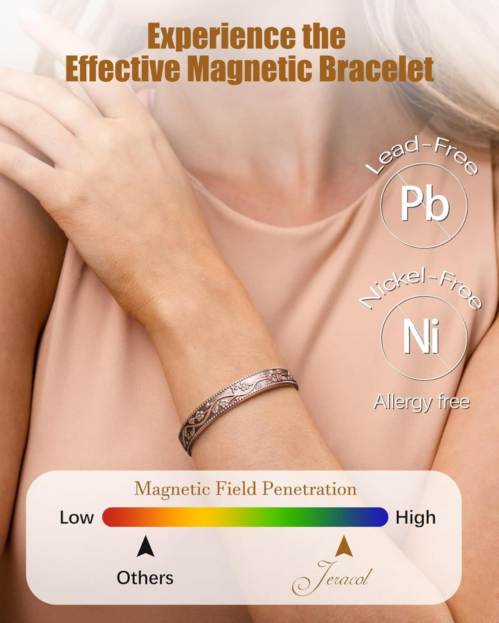 Pure Copper Bracelet, Effective Magnetic Copper Bracelet for Men and Women, 3500 Gauss Magnets