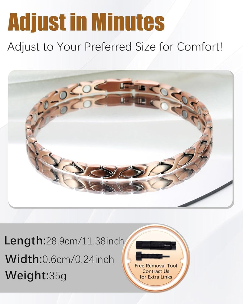 99.99% Pure Copper Ankle Bracelet for Women, Ultra Strength Magnetic Ankle Bracelets for Women with Adjust Tool