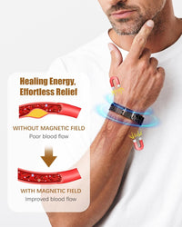 Copper Bracelet for Men, Ultra Strength Magnetic Bracelets with 3500 Gauss Magnets - Adjustable Sizing Tool & Gift Box (Black Cross style)