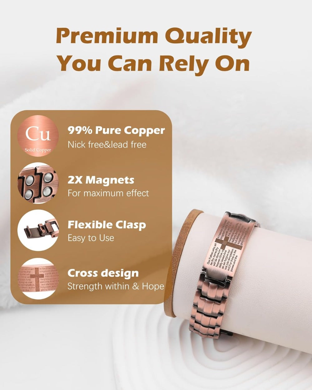 Copper Bracelet for Men, Ultra Strength Magnetic Bracelets for Men - Adjustable Copper Jewelry with Sizing Tool & Gift Box(Coss Style)
