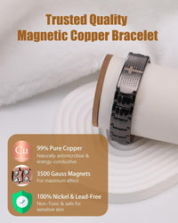 Copper Bracelet for Men, Ultra Strength Magnetic Bracelets with 3500 Gauss Magnets - Adjustable Sizing Tool & Gift Box (Black Cross style)