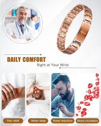 Copper Bracelet for Men, Ultra Strength Magnetic Bracelets for Men - Adjustable Copper Jewelry with Sizing Tool & Gift Box(Coss Style)