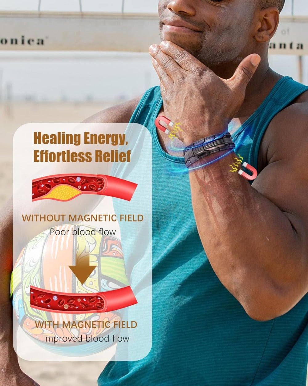 Copper Bracelet for Men, 3X Strength Magnetic Copper Bracelets with 3500 Gauss Magnets, Adjustable Length Sizing Tool & Jewelry Box