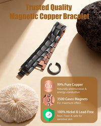 Copper Bracelet for Men, 3X Strength Magnetic Copper Bracelets with 3500 Gauss Magnets, Adjustable Length Sizing Tool & Jewelry Box